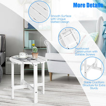 Load image into Gallery viewer, 18 Inch Patio Round Side Wooden Slat End Coffee Table for Garden-White