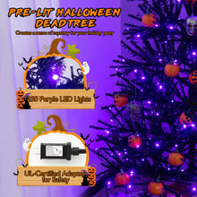 Load image into Gallery viewer, 6 Feet Pre-Lit Hinged Halloween Tree with 250 Purple LED Lights and 25 Ornaments