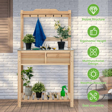 Load image into Gallery viewer, Outdoor Garden Potting Bench Table with Metal Top Open Shelf