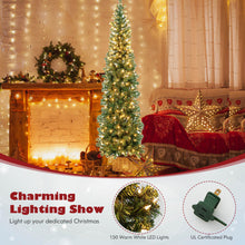Load image into Gallery viewer, 7 Feet Pre-lit PVC Artificial Half Christmas Tree with 450 Branch Tips and 150 LED