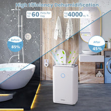 Load image into Gallery viewer, 60-Pint Dehumidifier for Home and Basements 4000 Sq. Ft with 3-Color Digital Display-White