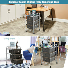 Load image into Gallery viewer, 3-Drawer Rolling Storage Cart with Plastic Drawers for Office-Black
