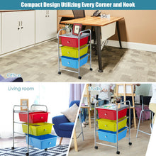 Load image into Gallery viewer, 3-Drawer Rolling Storage Cart with Plastic Drawers for Office-Multicolor