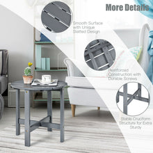 Load image into Gallery viewer, 18 Inch Patio Round Side Wooden Slat End Coffee Table for Garden-Gray