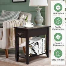 Load image into Gallery viewer, 2 Pieces 2 Tier Sofa Side End Table with Drawer and Open Shelf-Dark Brown