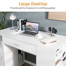 Load image into Gallery viewer, Counter Height Sewing Craft Table Computer Desk with Adjustable Shelves and Drawer-White