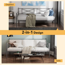 Load image into Gallery viewer, Metal Daybed Twin Bed Frame Stable Steel Slats Sofa Bed-Silver
