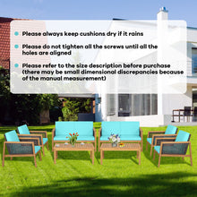 Load image into Gallery viewer, 4 Pieces Patio Rattan Furniture Set with Removable Cushions-Turquoise