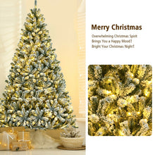 Load image into Gallery viewer, 8 Feet Pre-lit Snow Flocked Christmas Tree with Tips and Metal Stand-8 ft