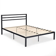 Load image into Gallery viewer, Queen Size Steel Bed Frame with Wooden Slat Support-Black