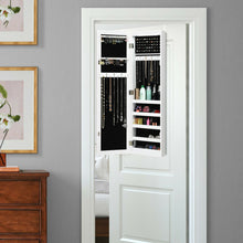 Load image into Gallery viewer, Wall And Door Mirrored Jewelry Cabinet With LED Light
