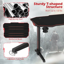 Load image into Gallery viewer, 55 Inch T-shaped Computer Desk with Full Mouse Pad and LED Lights