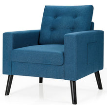 Load image into Gallery viewer, Modern Tufted Accent Chair with Rubber Wood Legs-Blue