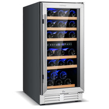 Load image into Gallery viewer, 30-Bottle Freestanding Wine Cooler with Temp Memory and Dual Zones -Silver