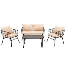 Load image into Gallery viewer, 4 Pieces Patio Furniture Set Cushioned Sofa Loveseat Armrest Table for Garden-Beige