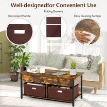 Load image into Gallery viewer, Lift Top Coffee Table Central Table with Drawers and Hidden Compartment for Living Room-Rustic Brown