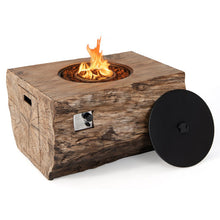 Load image into Gallery viewer, 40 Inch Rectangle Propane Fire Pit Table Wood-Like Surface with Lava Rock PVC Cover-Natural