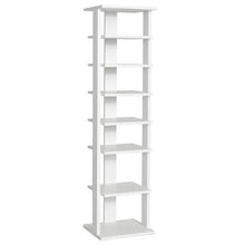 Load image into Gallery viewer, 7-Tier Wooden Shoe Rack Narrow Vertical Shoe Stand Storage Display Shelf-White