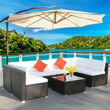 Load image into Gallery viewer, 7 pcs Patio Rattan Furniture Set Sectional Sofa Cushioned