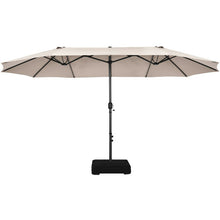 Load image into Gallery viewer, 15 Feet Double-Sided Patio Umbrellawith 12-Rib Structure-Beige