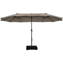 Load image into Gallery viewer, 15 Feet Double-Sided Patio Umbrellawith 12-Rib Structure-Coffee