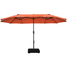 Load image into Gallery viewer, 15 Feet Double-Sided Patio Umbrellawith 12-Rib Structure-Orange
