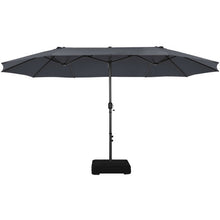 Load image into Gallery viewer, 15 Feet Double-Sided Patio Umbrellawith 12-Rib Structure-Gray
