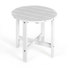 Load image into Gallery viewer, 18 Inch Patio Round Side Wooden Slat End Coffee Table for Garden-White
