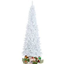 Load image into Gallery viewer, 7 Feet Pre-Lit Hinged Pencil Christmas Tree White with 300 LED Lights and 8 Flash Modes