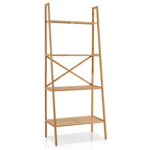Load image into Gallery viewer, 58 Inch 4-Tier Bamboo Ladder Bookshelf-Natural