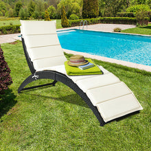 Load image into Gallery viewer, Folding Patio Rattan Lounge Cushioned Portable Chair