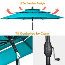 Load image into Gallery viewer, 10' 3 Tier Patio Umbrella Aluminum Sunshade Shelter Double Vented-Turquoise