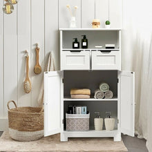Load image into Gallery viewer, Bathroom Wooden Side Cabinet  with 2 Drawers and 2 Doors-White