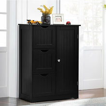 Load image into Gallery viewer, Bathroom Floor Cabinet Side Storage Cabinet with 3 Drawers and 1 Cupboard-Black
