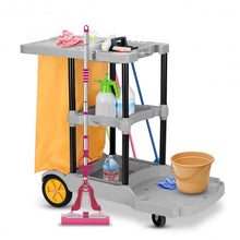 Load image into Gallery viewer, Commercial Janitorial Cleaning Cart 3 Shelf Housekeeping Ultility Cart