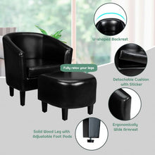 Load image into Gallery viewer, Modern Accent Tub Chair and Ottoman Set with Fabric Upholstered-Black
