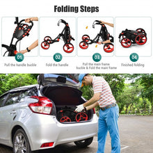Load image into Gallery viewer, Lightweight Foldable Collapsible 4 Wheels Golf Push Cart-Red
