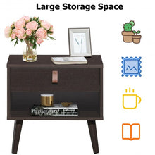 Load image into Gallery viewer, Nightstand Bedroom Table with Drawer Storage Shelf-Brown