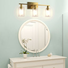Load image into Gallery viewer, 3-Light Modern Bathroom Wall Sconce with Clear Glass Shade-Golden