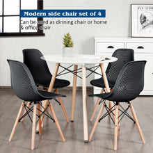 Load image into Gallery viewer, 4 Pcs Modern Plastic Hollow Chair Set with Wood Leg-Black