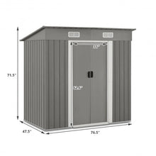 Load image into Gallery viewer, 4x6 ft Outdoor Galvanized Steel Tool Storage Shed with Sliding Door-Gray