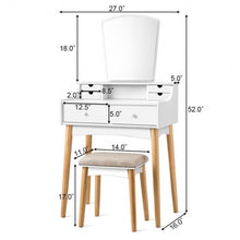 Load image into Gallery viewer, Vanity Table Set Dressing Table Cushioned Stool Makeup Table