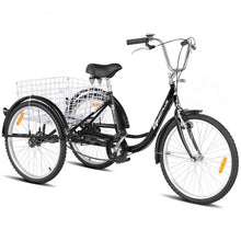 Load image into Gallery viewer, 24" Single Speed 3-wheel Bicycle Adult Tricycle Seat-Black
