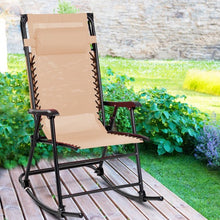 Load image into Gallery viewer, Zero Gravity Folding Rocking Chair Rocker Porch-Beige