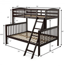 Load image into Gallery viewer, Twin over Full Bunk Bed Rubber Wood Convertible with Ladder Guardrail-Espresso