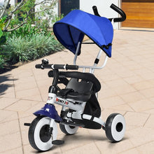 Load image into Gallery viewer, 4-in-1 Kids Baby Stroller Tricycle Detachable Learning Toy Bike-Blue