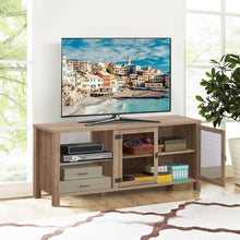 Load image into Gallery viewer, Wooden TV Stand with 2 Metal Mesh Doors -Natural