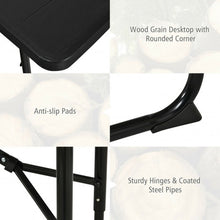 Load image into Gallery viewer, Indoor and Outdoor Folding Picnic Table Bench Set with Wood-like Texture-Black