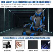 Load image into Gallery viewer, Gaming Chair Reclining Swivel with Massage Lumbar Support -Blue
