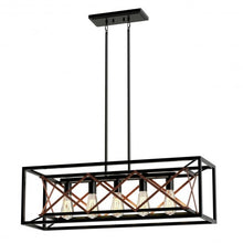 Load image into Gallery viewer, 5-Light Kitchen Island Pendant Light Wood Metal Chandelier